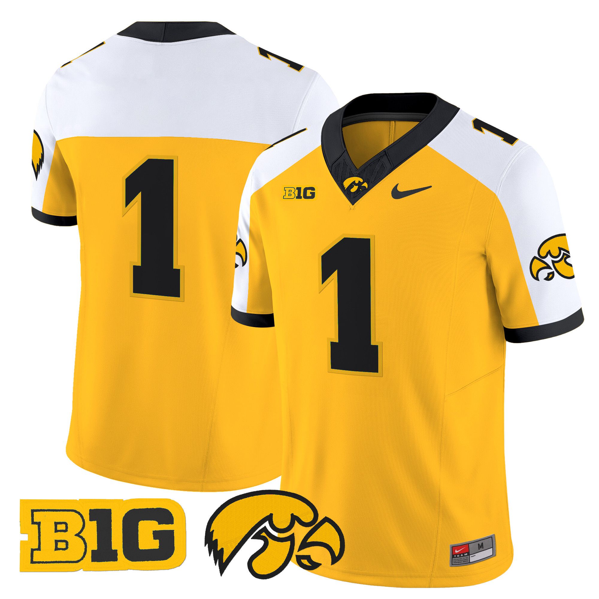 Men Iowa Hawkeyes #1 No Name Yellow Nike 2024 Vapor Limited NCAA Jersey->ncaa teams->NCAA Jersey